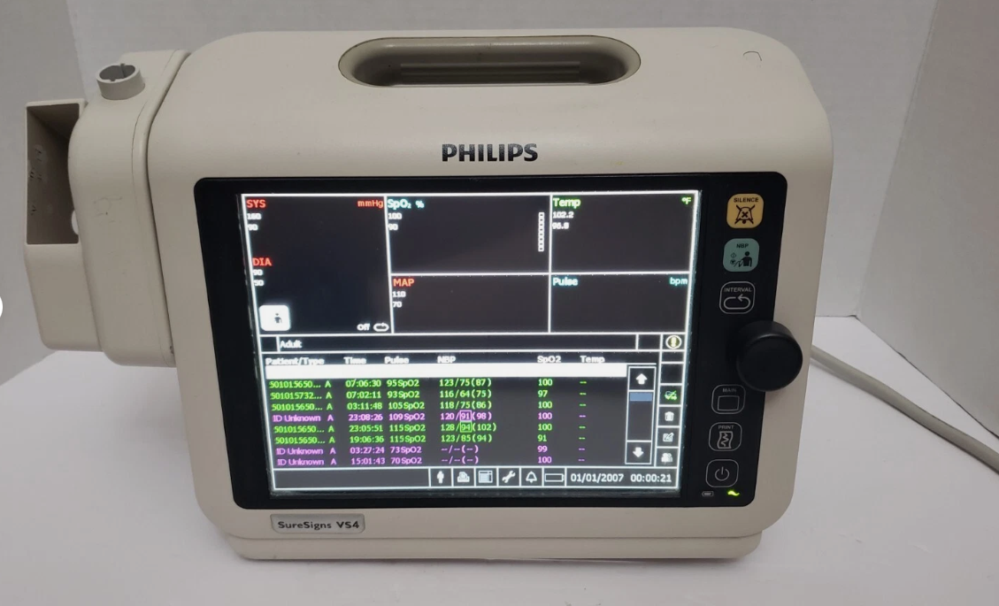 Philips SureSigns VS4 Vital Signs 863283 w Power Cord & Thermometer House Unit 7