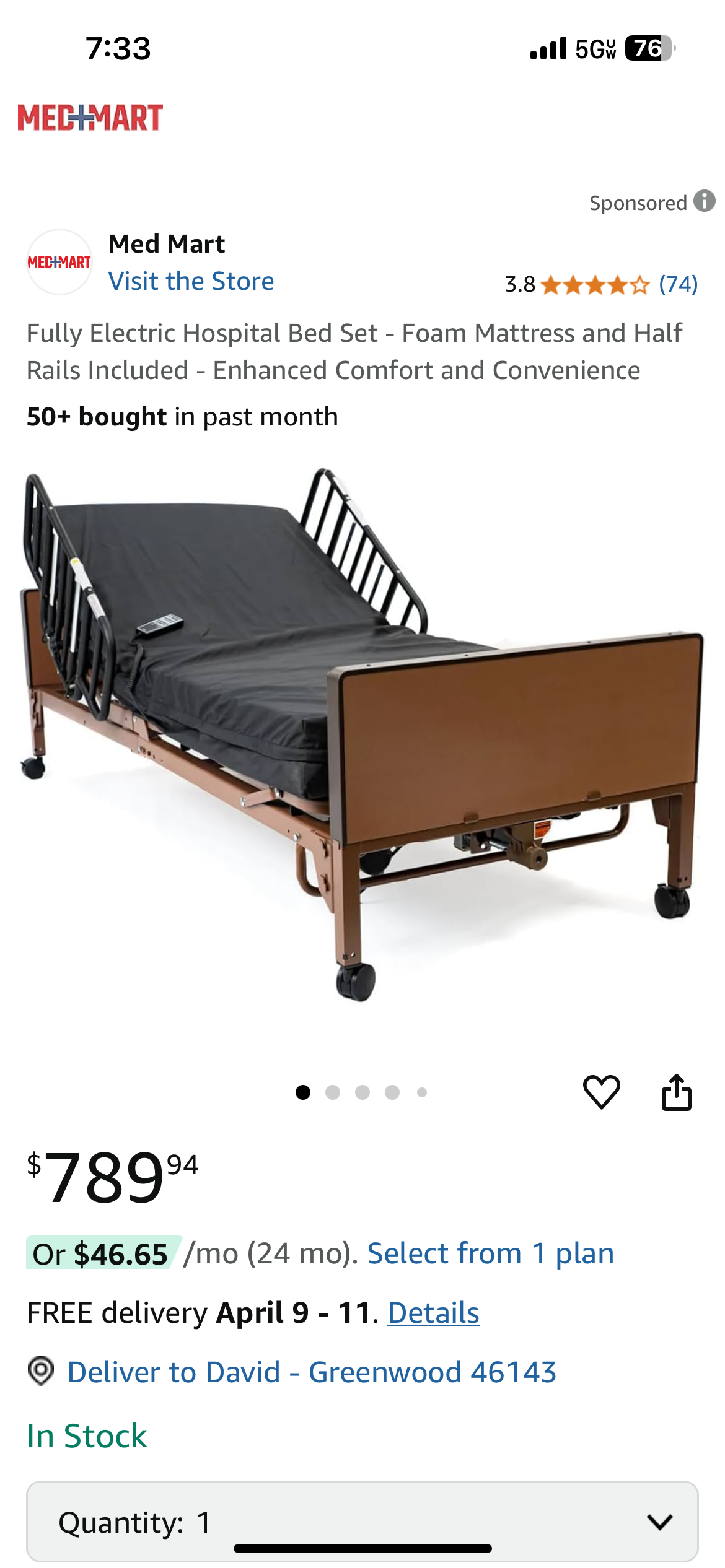 Electric medical twin bed