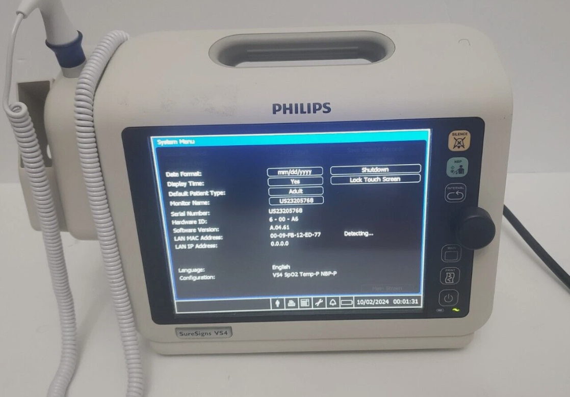 Philips SureSigns VS4 Vital Signs 863283 with Thermometer & Power Cord