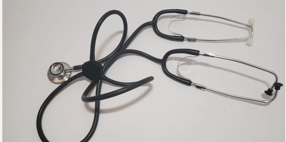 Stethoscope Dual Head Teaching Medical Training Black and White Ear Covers