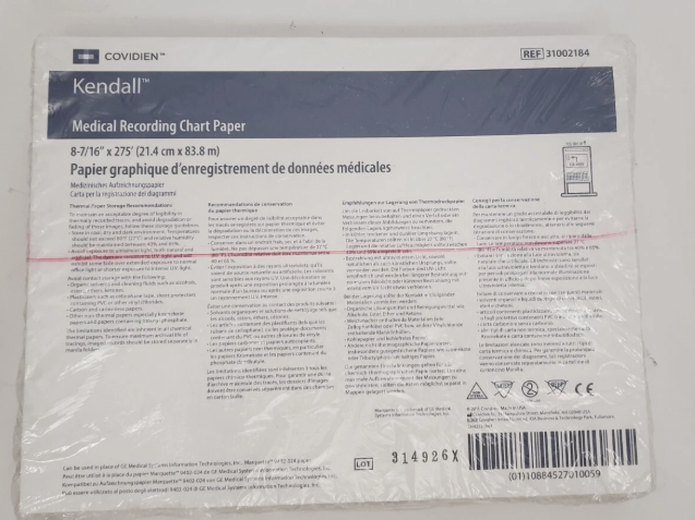 COVIDIEN KENDALL MEDICAL EKG RECORDING CHART PAPER 7/16" x 275'