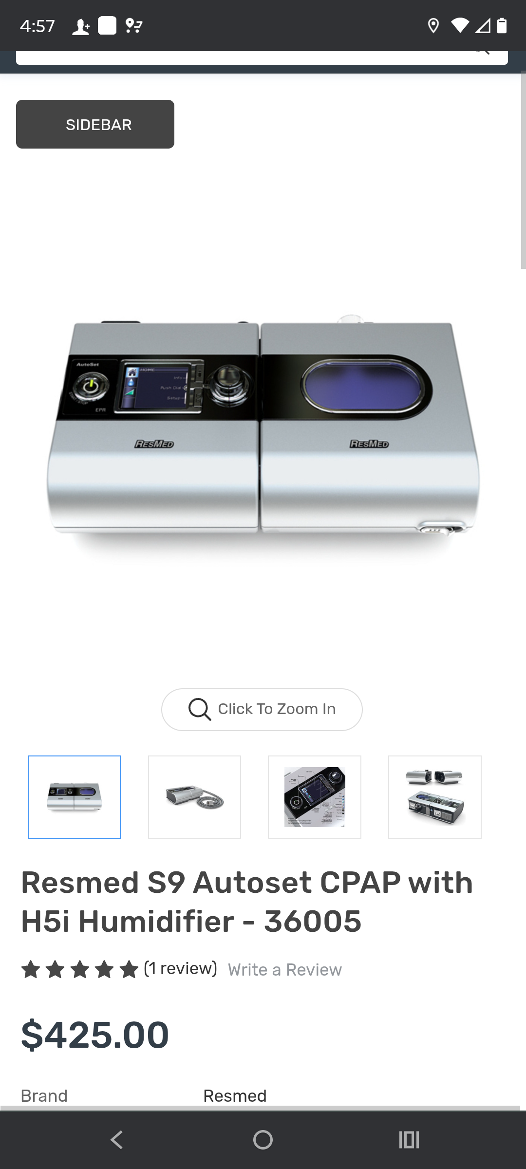 CPAP S9 autoset with humidifier