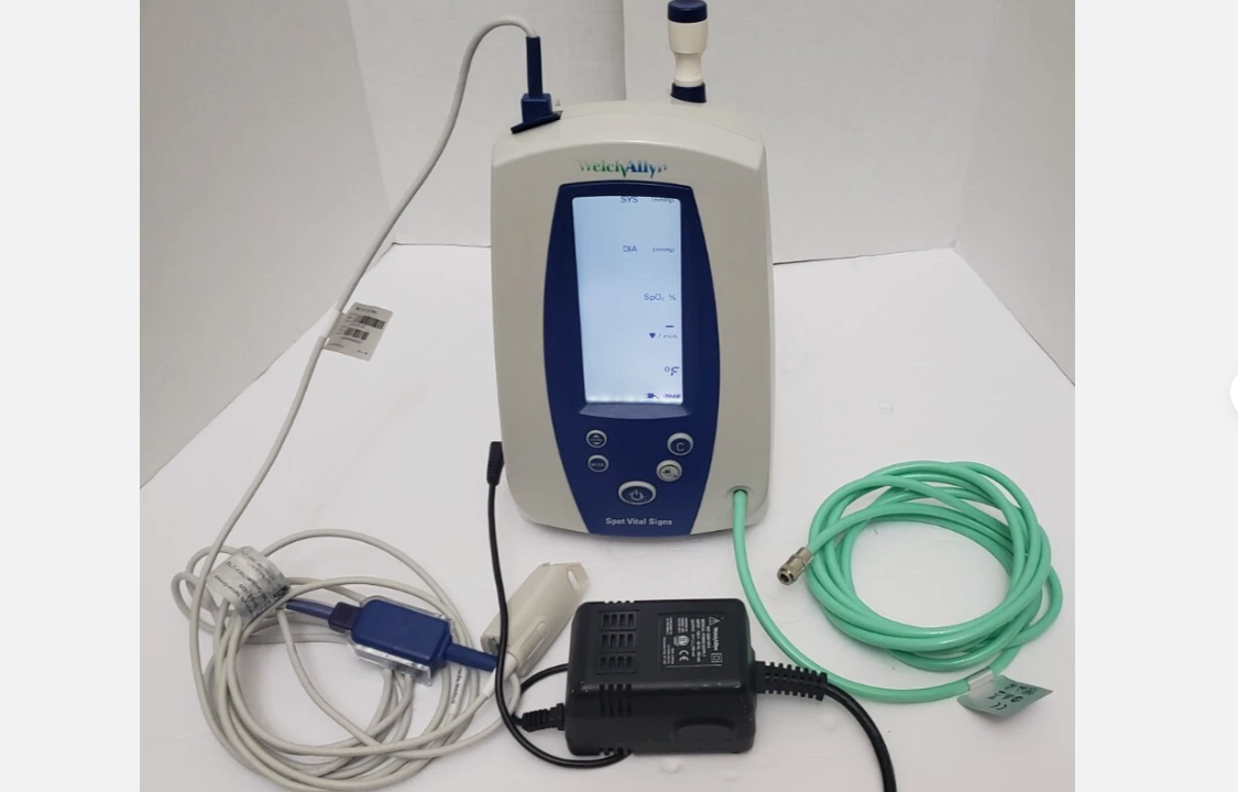 Welch Allyn Spot Vital Signs Monitor w/ PSU, Therm, BP Hose SPo2 Sensor UNIT 50