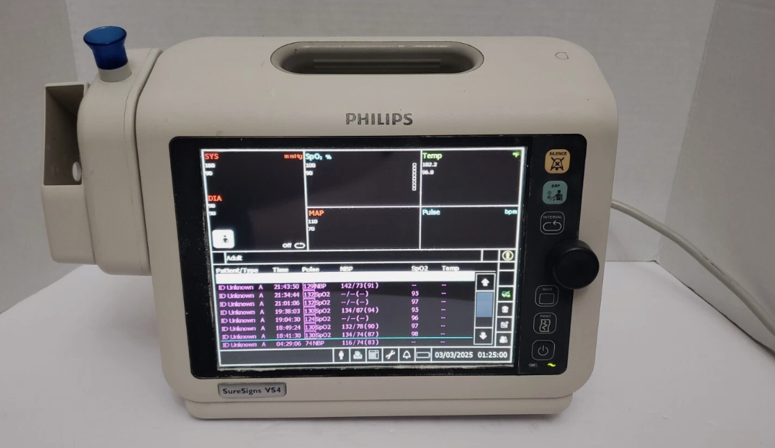 Philips SureSigns VS4 Vital Signs 863283 w Power Cord & Thermometer House Unit 6