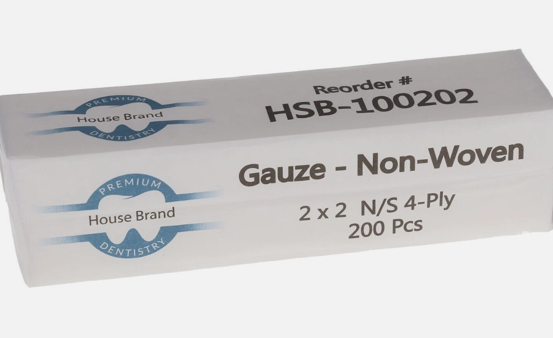 House Brand Dentistry 100202 Non-Woven Gauze 2" X 2" Non-Sterile 4-Ply 200pcs