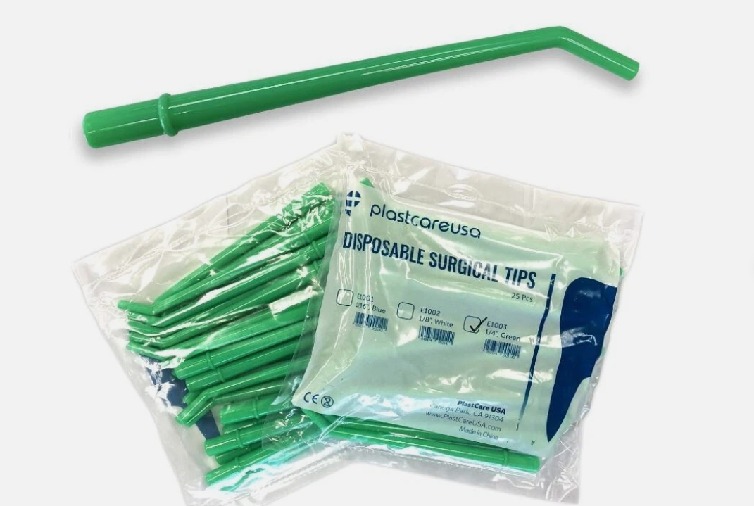 Dental Surgical Aspirator Tips Suction Evacuation Green 1/4" Bag of 25