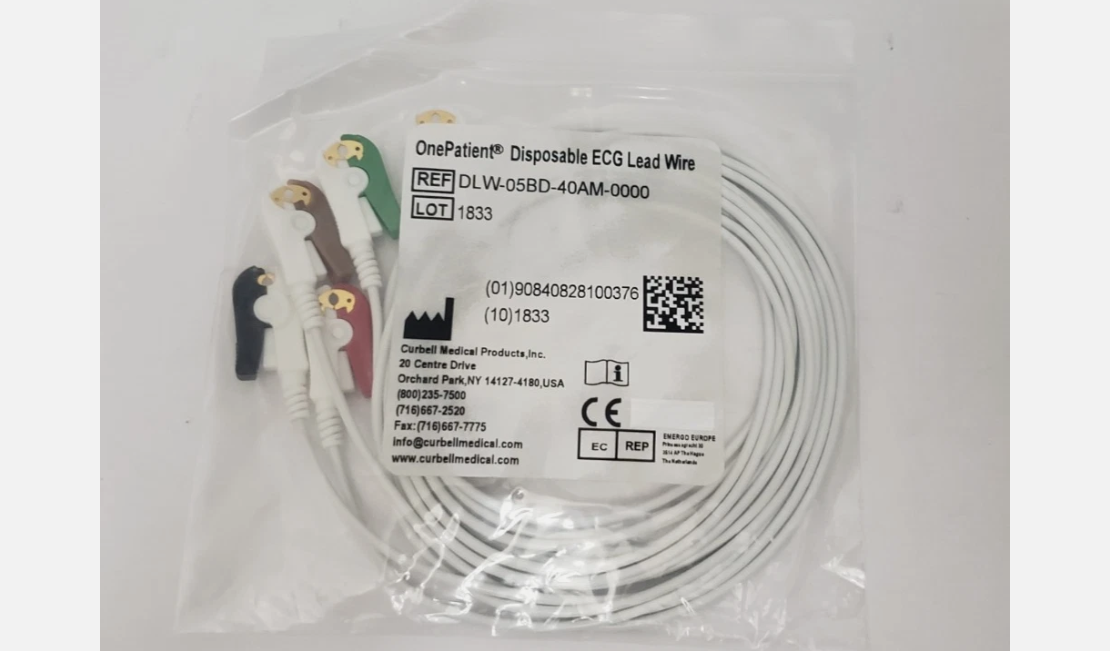 OnePatient Medical Disposable ECG Lead Wire REF DLW-05BD-40AM-0000