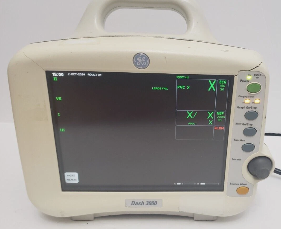 GE Dash 3000 Patient Monitor with Power Supply